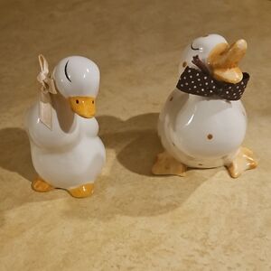 Enesco White and Orange Ceramic Duck Pair